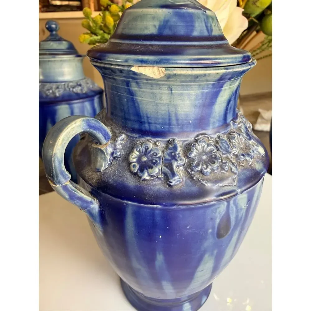 Vintage 1950 Cobalt Blue Ceramic, Exquisite, Delicate, Tea Set - 13 pcs